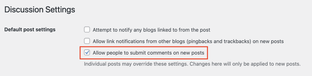 WP Admin - Settings > Discussion